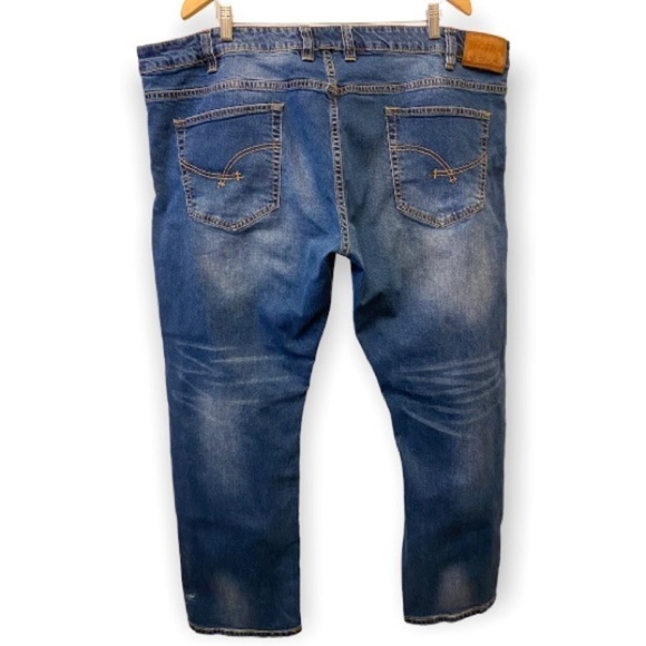 Indigo Alpha 46x30 Straight Leg Men’s Jeans Stretch Whiskered Medium Wash - Picture 2 of 10